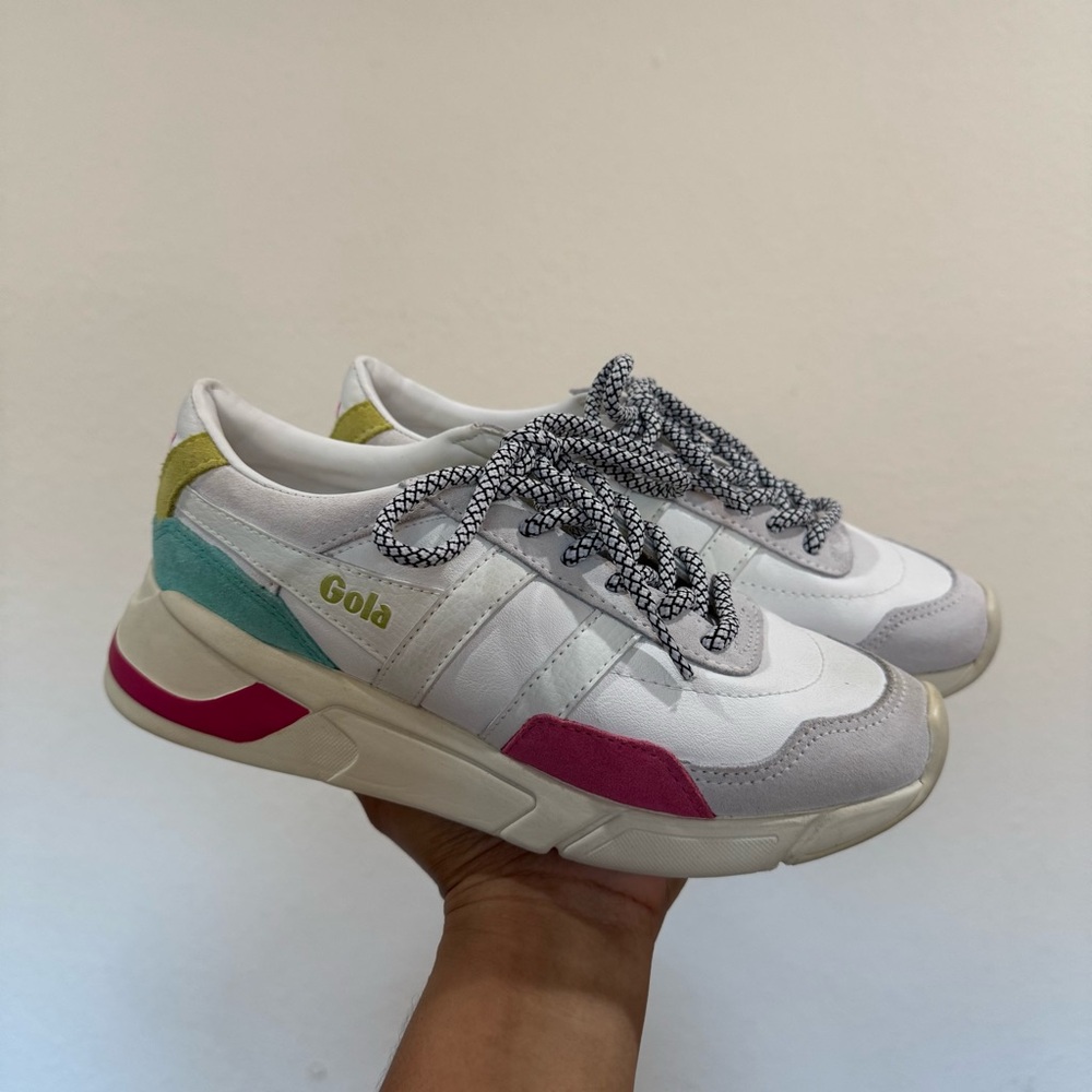 NEW Gola Eclipse Trident White and Multicolor Girl’s Sneakers